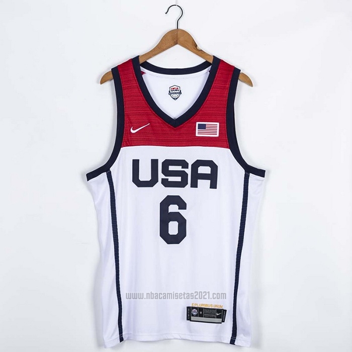 Camiseta USA 2021 Damian Lillard #6 Blanco